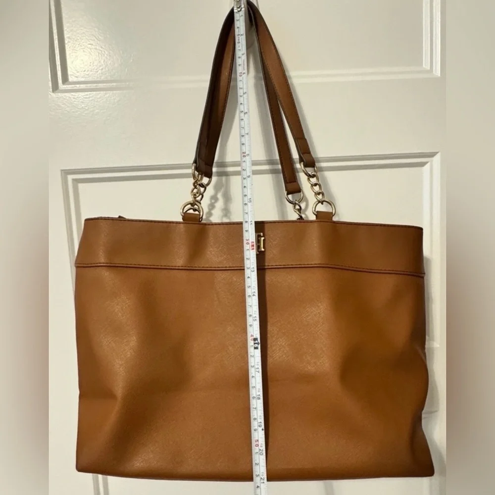 Tommy Hilfiger Camilla II Cognac Tote Bag Large Work Laptop Purse